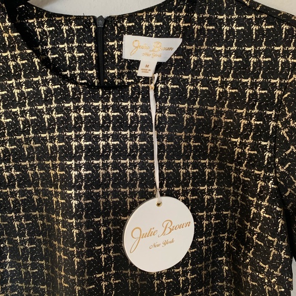NWT Gold & Black Mini Short Sleeved Sheath Dress Size Medium by Julie Brown - Picture 6 of 13